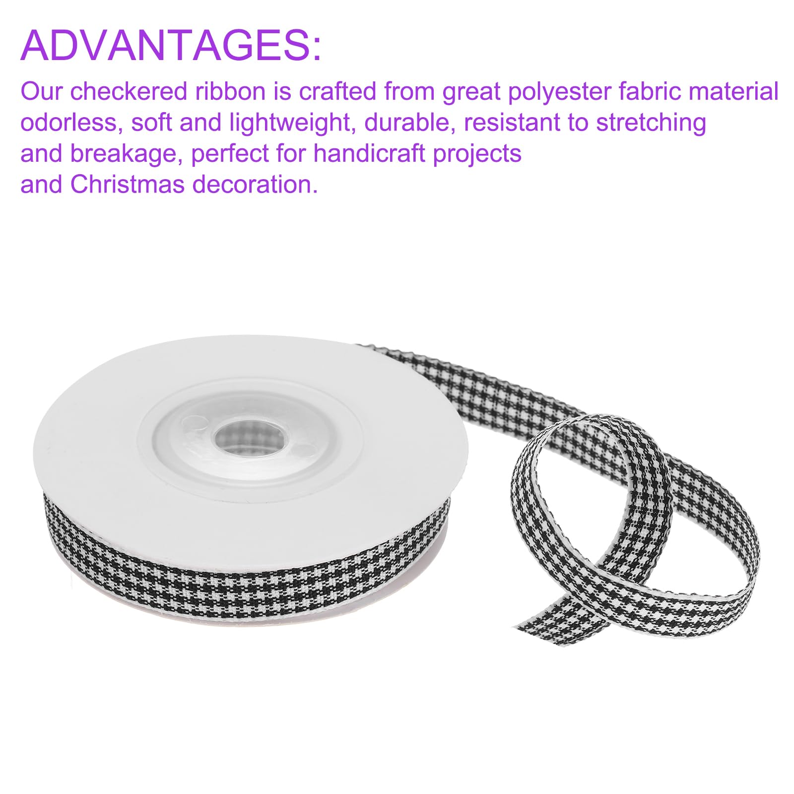 DMiotech 3/8 Inch 10 Yards Gingham Ribbon, Checkered Ribbon Plaid Ribbon for Gift Wrapping Decoration Art Craft DIY Black and White - Image 4
