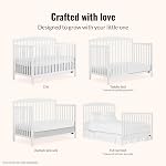 Dream On Me JPMA & Greenguard Gold Certified Odelle 5 in 1 Convertible Crib in White, Built of Sustainable Pinewood, 3 Mattress Height Settings, Non-Toxic Water-Based Paint Finish