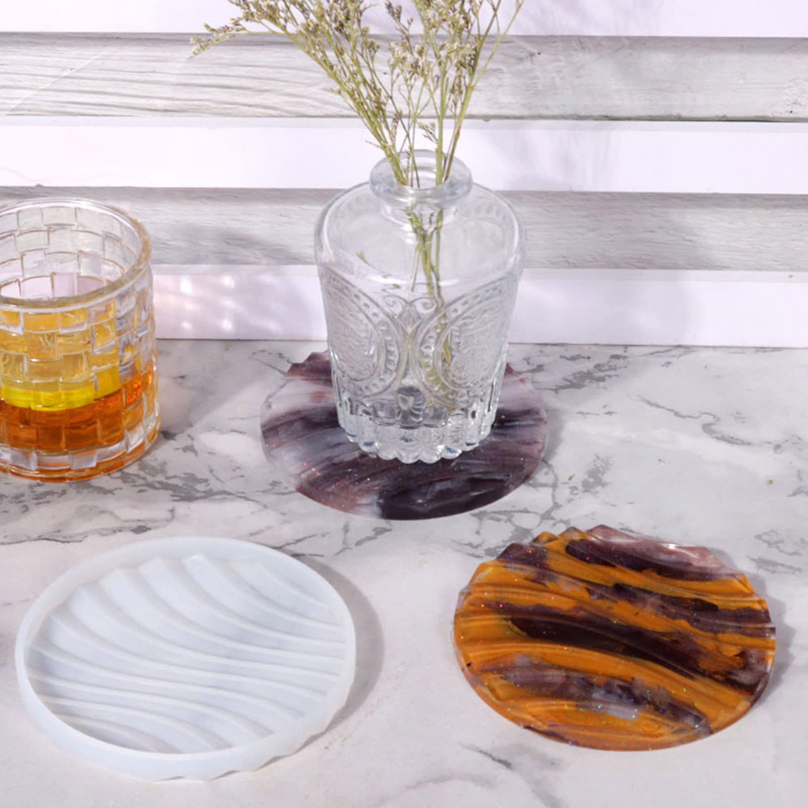 Woohome 2 Pz Stampi in Silicone per Resina Rettangolo Stampi per Resina Stampo per Sottobicchieri in Resina per Regali Fai Da Te, Decorazioni per La Casa