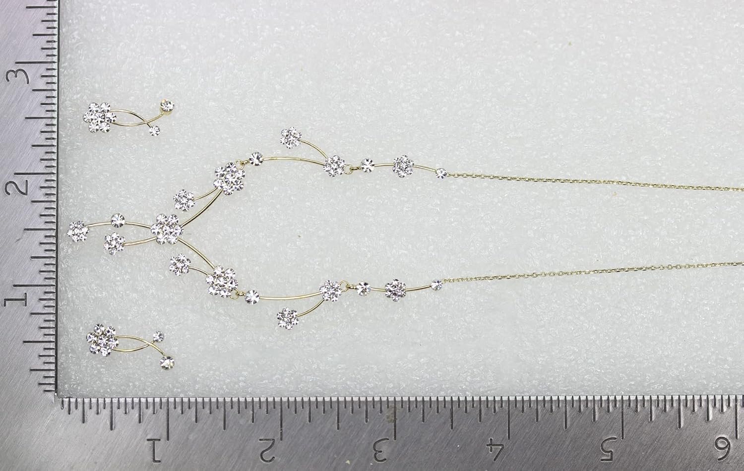 Faship Gorgeous Rhinestone Crystal Floral Necklace Earrings Set - Image 5