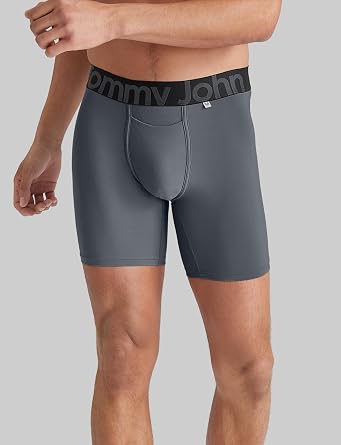 Tommy John Mens Underwear 360 Sport Boxer Briefs with Contour Pouch - Mid-Length 6 Inseam Moisture Wicking Underwear