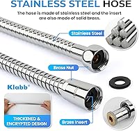 Vista 4 de Klabb Soporte de cabezal de ducha de mano ajustable y manguera de 79 pulgadas, soporte de ABS premium, bola de latón giratoria de 360 grados y cinta