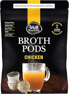 3 Broth Makers 100% Organic Chicken Bone Broth in a Freeze Dried Pod. Makes 8 Mugs of Broth or 67 Oz NO Added Flavours or ...