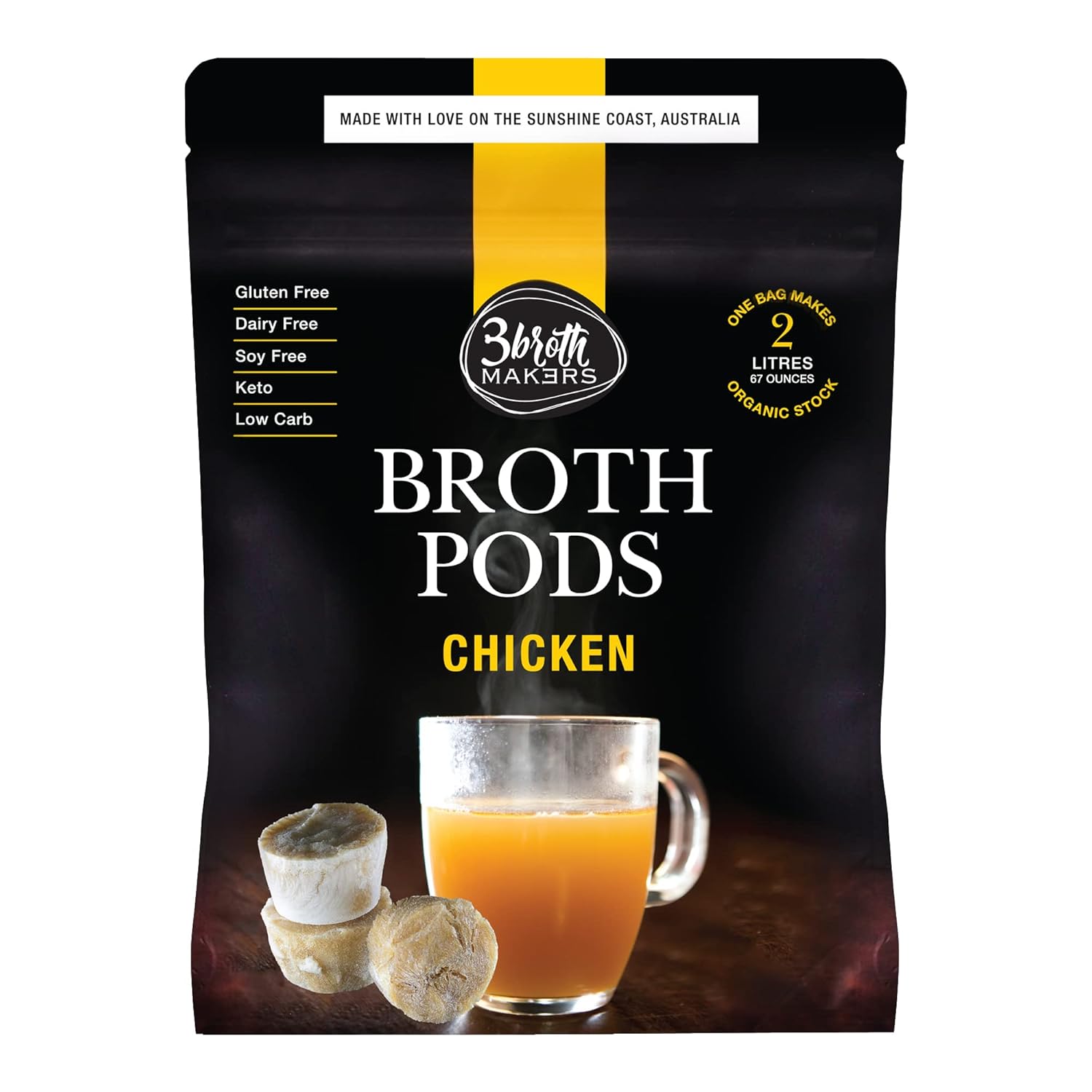 Organic Chicken Bone Broth Pods Freeze Dried, Rich in Collagen Protein, No Flavours or