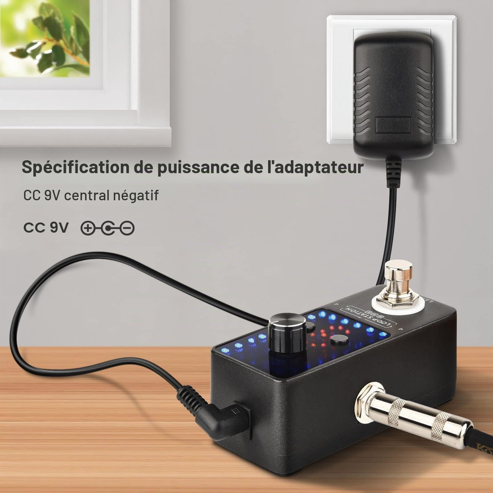 Looper Guitar Pedal avec alimentation, LEKATO 9 boucles 40 minutes d'enregistrement Temps Accordeur intégré Overdub illimité Pédale d'effet looper électronique pour guitare basse électrique
