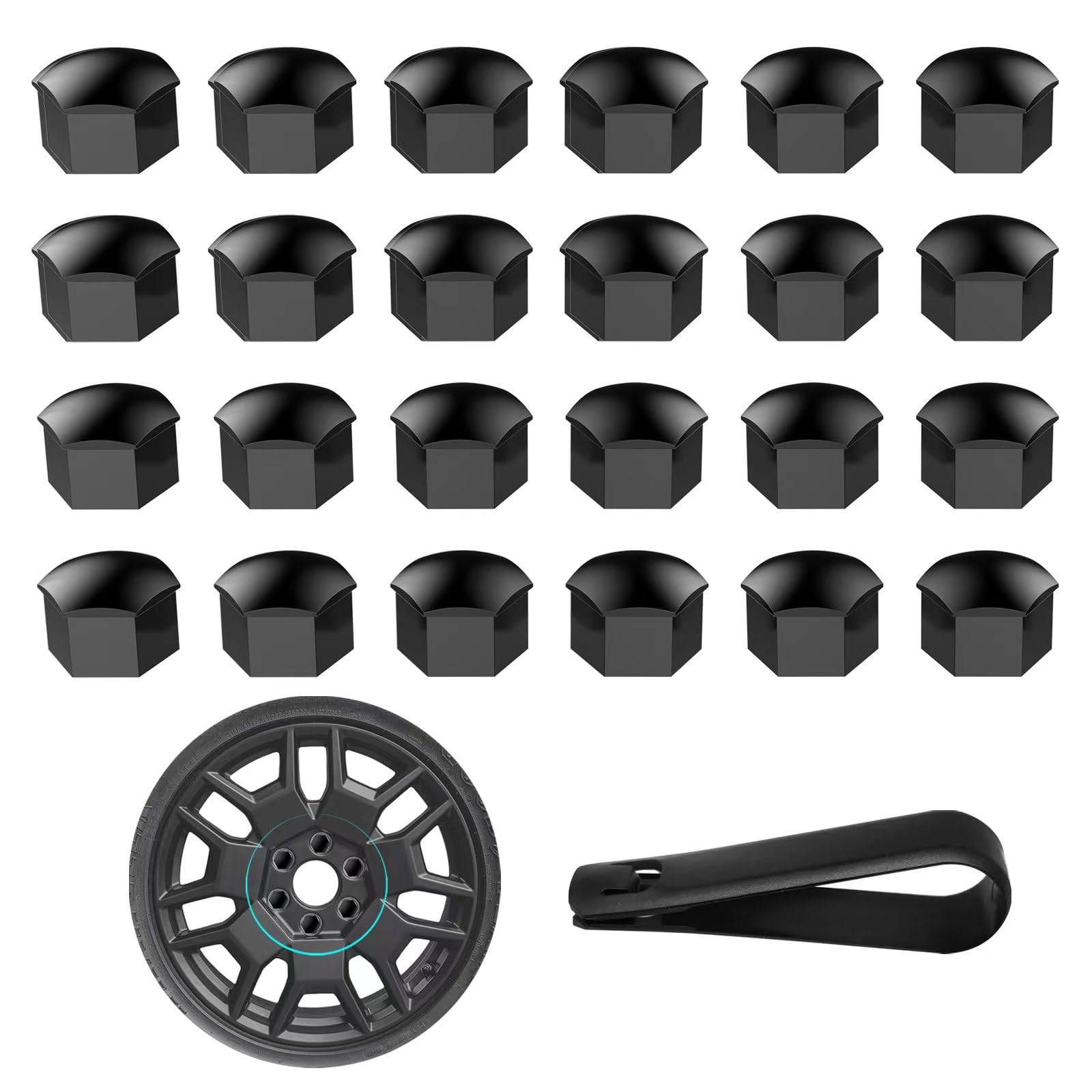 24Pcs Wheel Lug Nut Covers Bolt Caps Compatible with Tesla Cybertruck Model Y Model 3 with Remover Clip