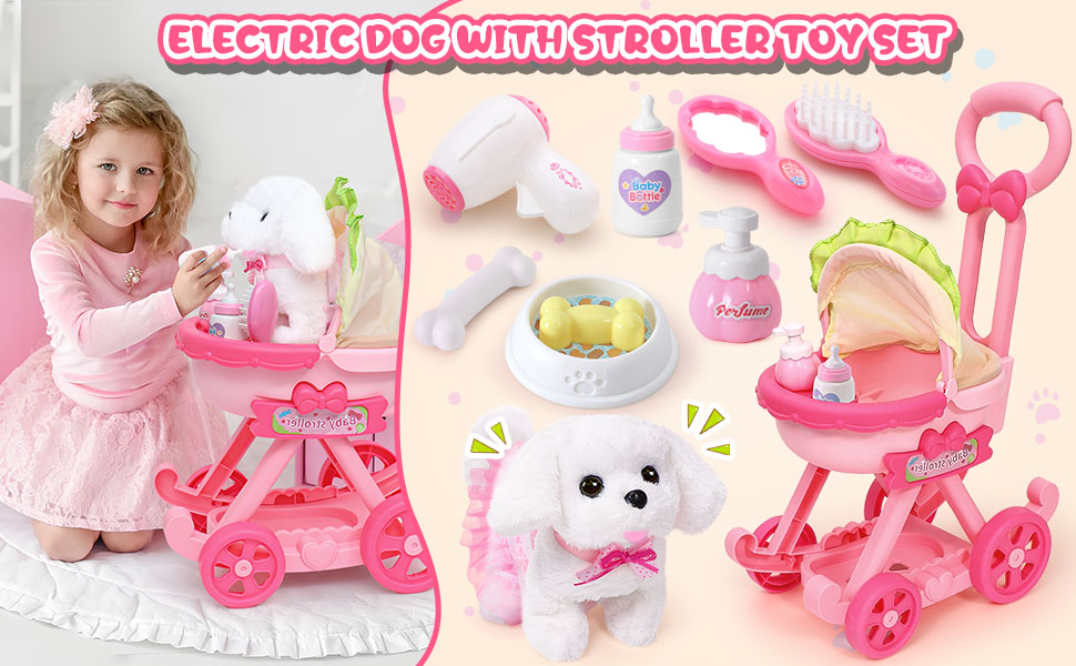 Chien Interactif Qui Marche Et Aboie - Jouet Peluche Électronique 11 Pièces, Animal Réaliste Avec Queue Qui Remue Pour Enfants 2 3 4 5 Ans