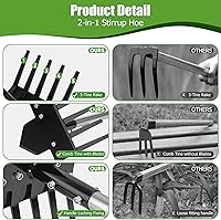 Vista 5 de Herramienta de jardín Hoe, herramienta de extracción de malezas de 17 a 58 pulgadas con mango largo, rastrillo de mano 2 en 1 y azada de jardín