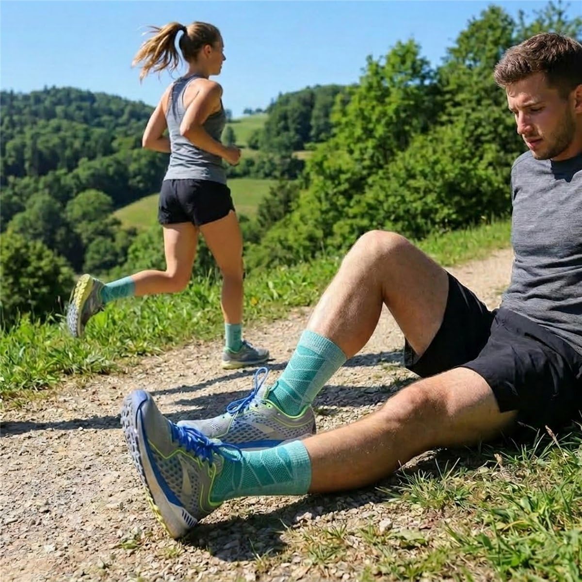 Wrightsock - 1 Paar Herren/Damen Profi Sportsocke, Laufsocke, Modell Coolmesh II, Anti-Blasen-System, doppellagig, Crew (wadenhoch)