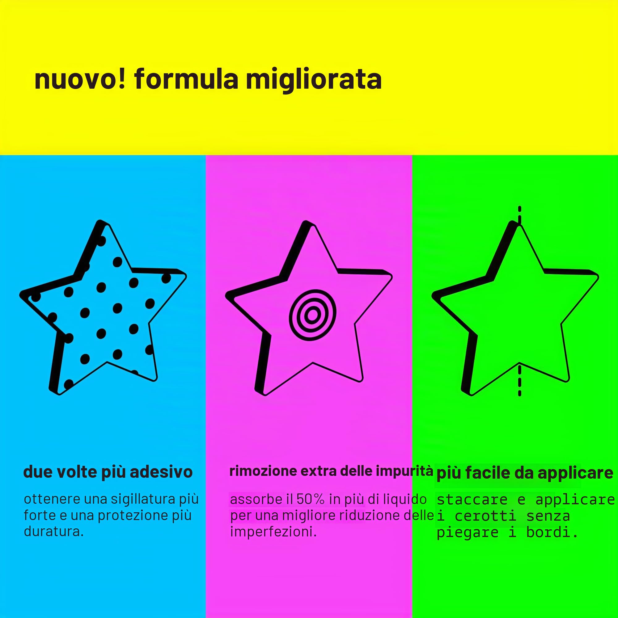 Starface Hydro-Stars Big Yellow, Cerotti per brufoli idrocolloidali, assorbono i fluidi e riducono l’infiammazione, a forma di simpatica stella, vegani e non testati sugli animali (32 pezzi)