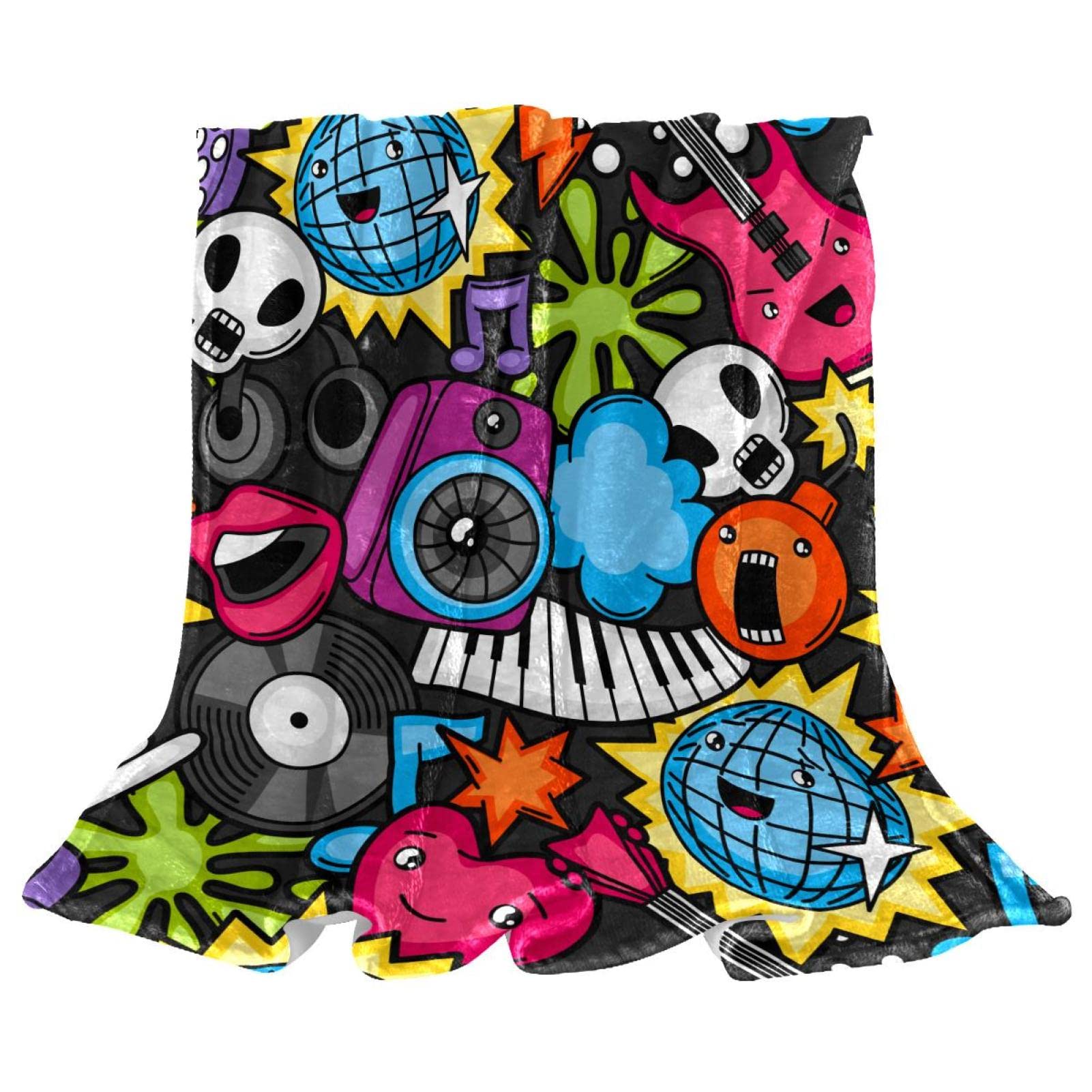 Coperta in pile Musica canzone chitarra per divano leggero peluche sfocato