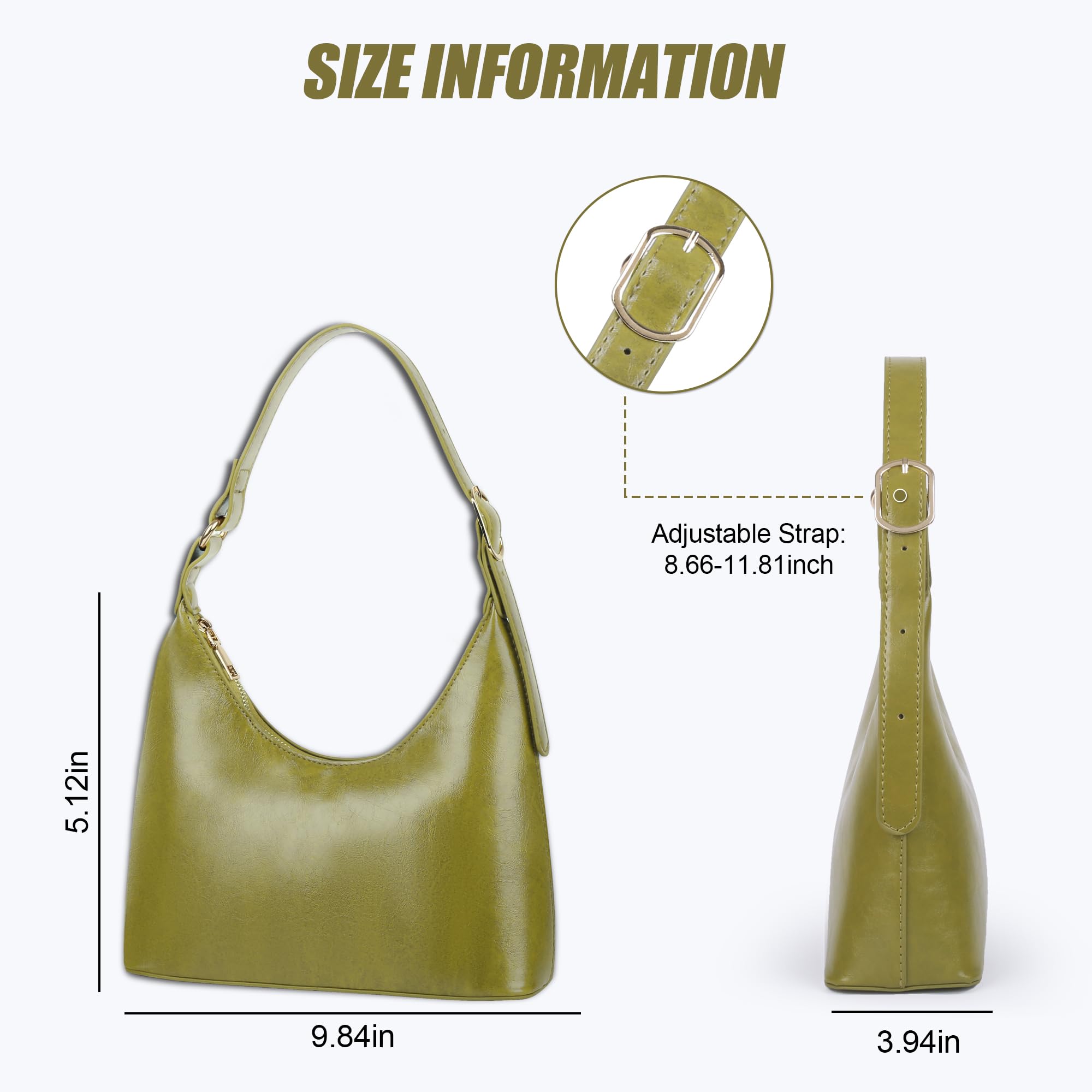 Liziblloy Green Purse Small Leather Shoulder Bag for Women Trendy Purses 2025 Cute Mini Vintage Hobo Handbags Underarm Bag