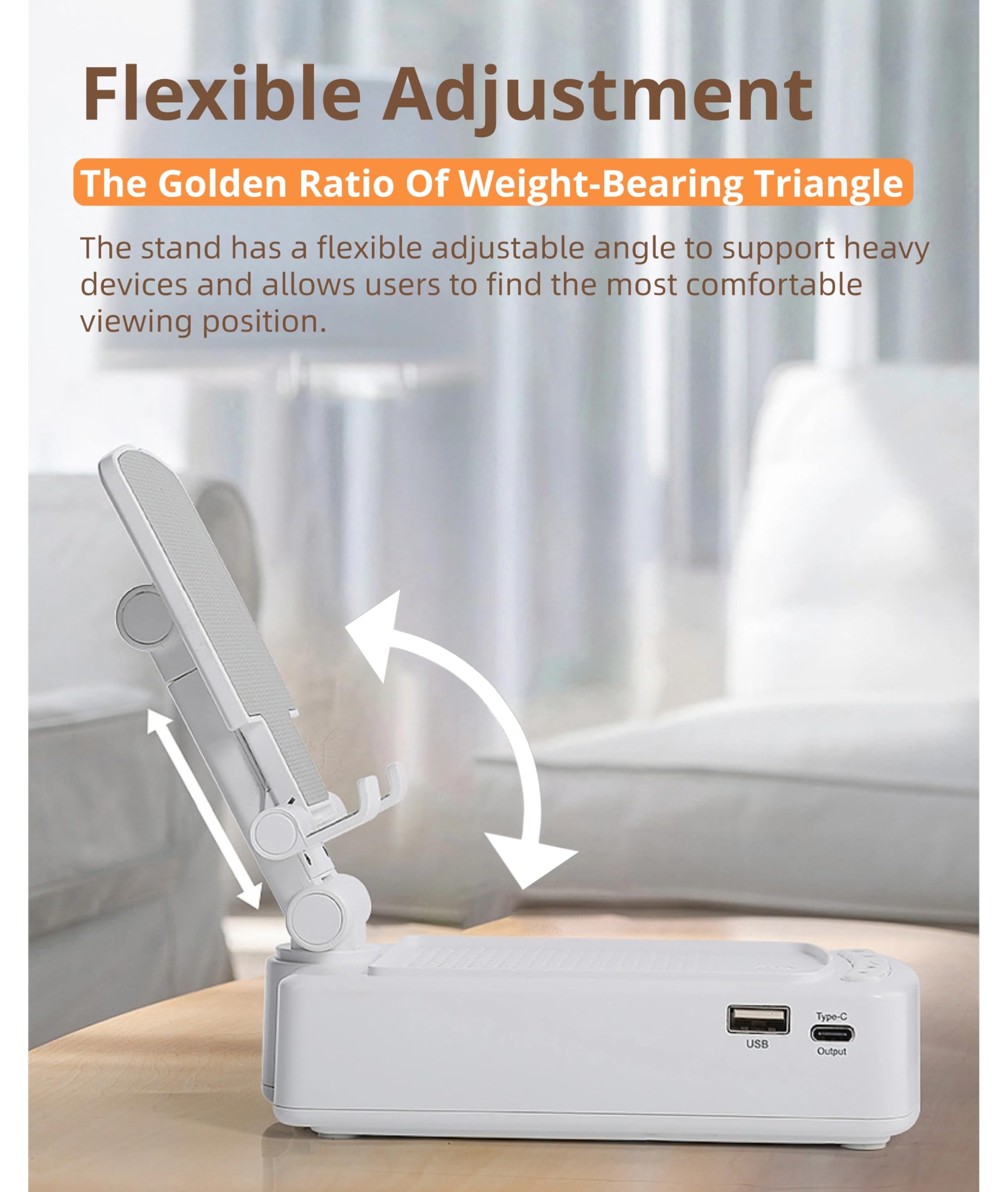 Cuifati F28 Handy-Ständer-Lautsprecher, Stabile Unterstützung, Verstellbarer Winkel, Rutschfester Handyhalter mit Langer Akkulaufzeit für Tablets und Bequemes Freisprechen,