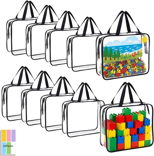 Miniatura 7 de Paquete de 8 bolsas transparentes de almacenamiento de juguetes, almacenamiento de juguetes con cremallera con etiquetas, bolsas impermeables para