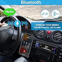 Vista 2 de Radio de coche Bluetooth Single DIN Audio estéreo para automóvil, audio para automóvil con manos libres y control de aplicación, compatible con FM