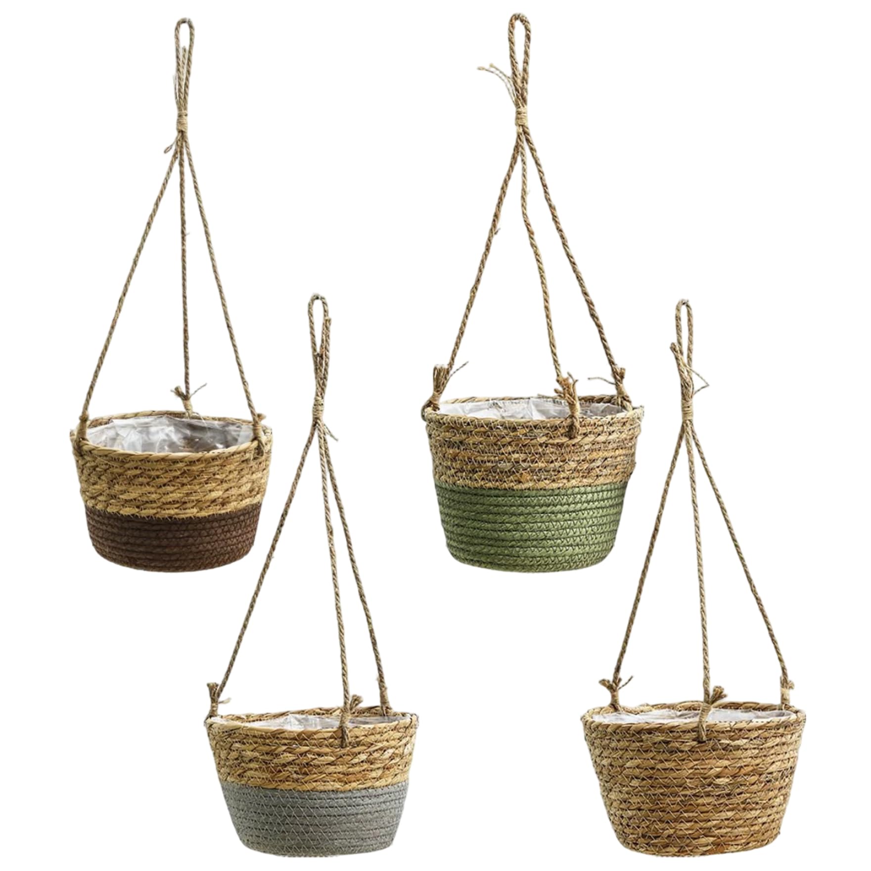 Neptuiby Hanging Planter Basket Hanging Baskets for Plants Planter Natural Straw Woven Baskets for Plants Indoor Outdoor Breathable Plant Basket