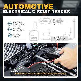VDIAGTOOL V210 Wire Tracer Electrical Tester, Automotive Circuit Breaker Finder, Short Circuit Finder & Open Finder Circuit Tester, Cable Tracker Broken Wire Detector DC 6-42V with 7 Flexible Probe