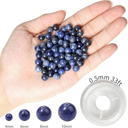 Miniatura 8 de NITOPUPU 100 cuentas de piedra natural de ojo de tigre amarillo liso de 0.315in para hacer joyas con cordón elástico de cristal