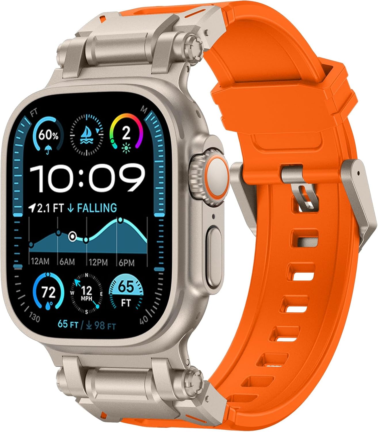 FULLIFE Designed for Apple Watch Band Apple Watch Ultra 3/2/1 49mm for Men, Silicone Rubber Bands with Metal Connector for Apple Watch Series 11/10 46mm, 9/8/7 45mm, SE2/SE 6/5/4 44mm, 3/2/1 42mm