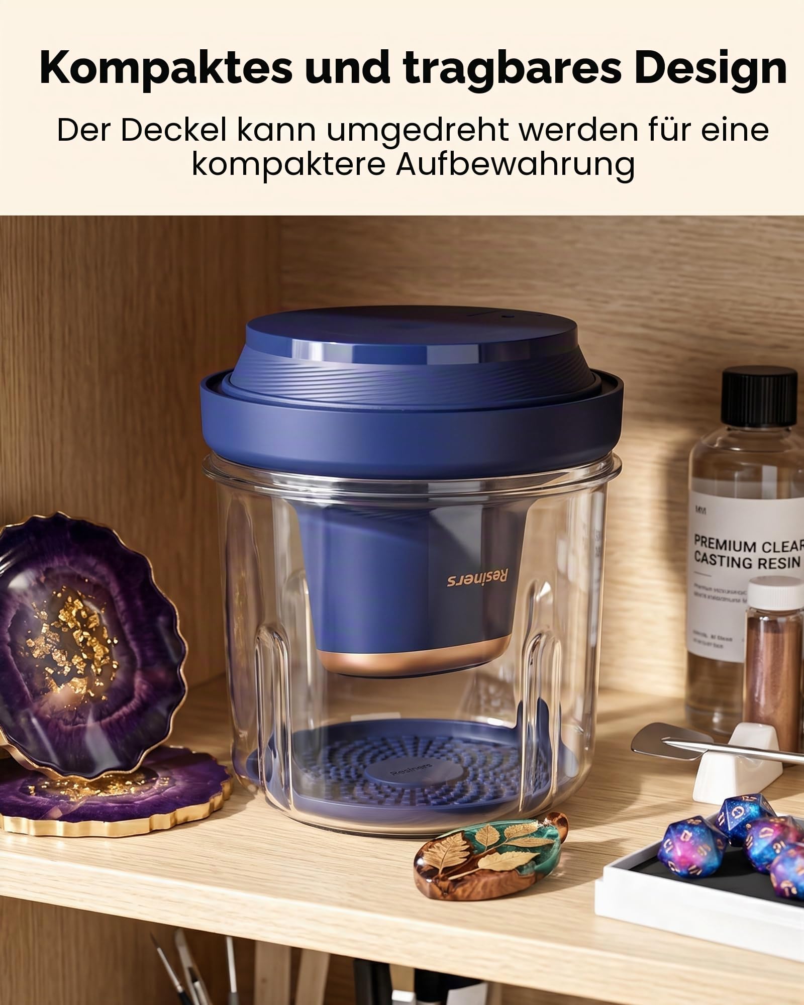 Resiners Airless Pro3 Harzblasentferner, 99 kPa Vakuumkammer (22L/min), 99% Blasen in 3 Minuten entfernen, 3,2L Großkapazität Harz Blasenentferner für Epoxidharz UV-Harz Silikonschmuckherstellung