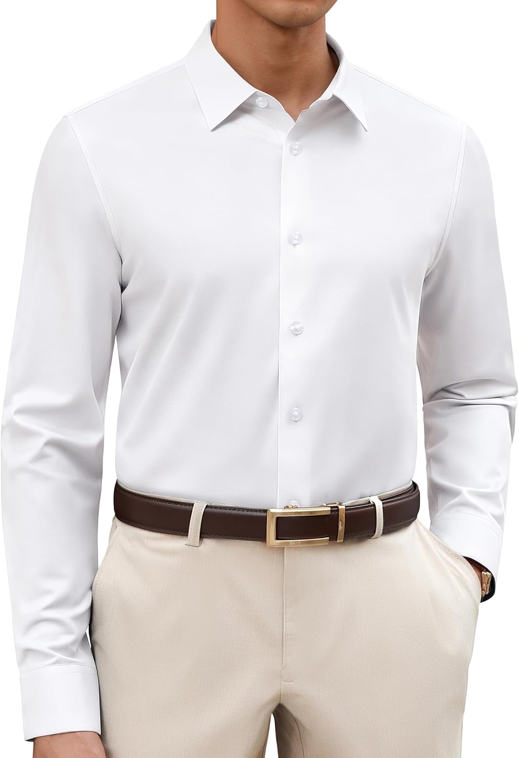 Alimens & Gentle Men's Premium Dress Shirt - Wool Regular Fit Performence Wrinkle Free Button Down Shirts