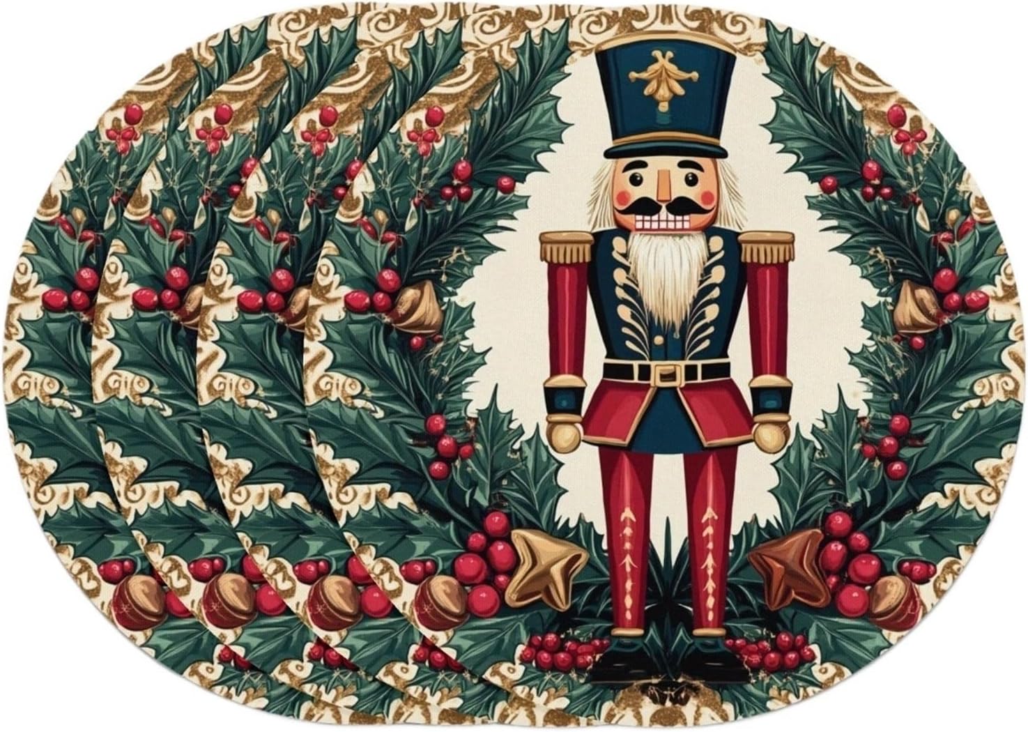 4PC Nutcracker Christmas Placemats Holiday Gathering Family Table Decor Accessories Themed Party Decorations