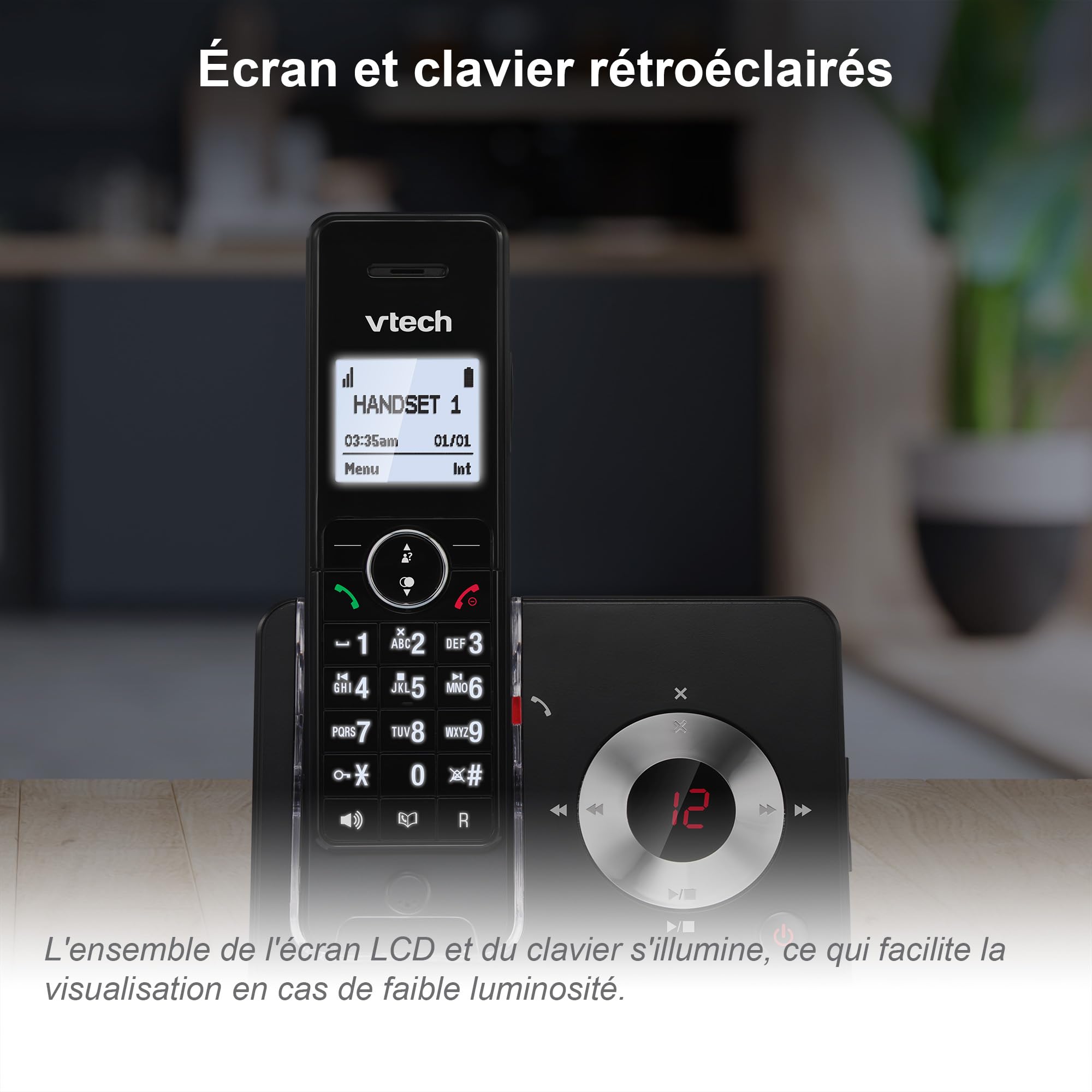 VTech MS3050 Téléphone Fixe sans Fil DECT avec Blocage d'appel, répondeur, Identification de l'appelant/Appel en Attente, amplificateur de Volume, Haut-Parleur Mains Libres, numérotation Rapide