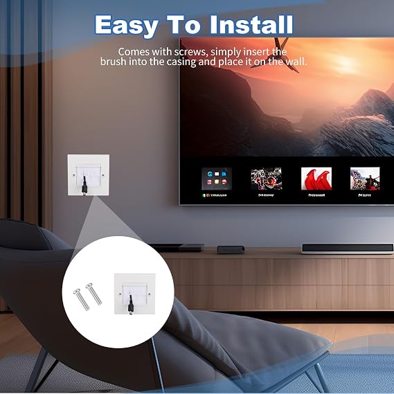 Trunking Brush Socket Single Gang White Cable Brush Wall Plate Faceplate