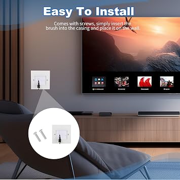 Trunking Brush Socket Single Gang White Cable Brush Wall Plate Faceplate