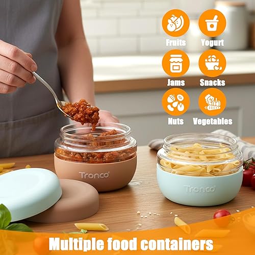 Miniatura 4 de Tronco Recipientes de vidrio para almacenamiento de alimentos de 16 onzas con tapas, herméticos, a prueba de fugas y derrames, para preparación de