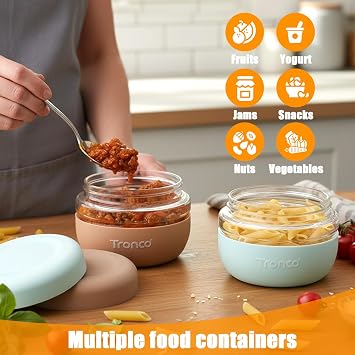 Tronco 16 oz Glass Food Storage & Lunch Bowl Containers with Airtight Lids | Leak & Spill Proof Meal Prep Container & Food Storage Jar for Lunch, Salad, Oats, Soup, BPA-Free, Microwave & Dishwasher Safe