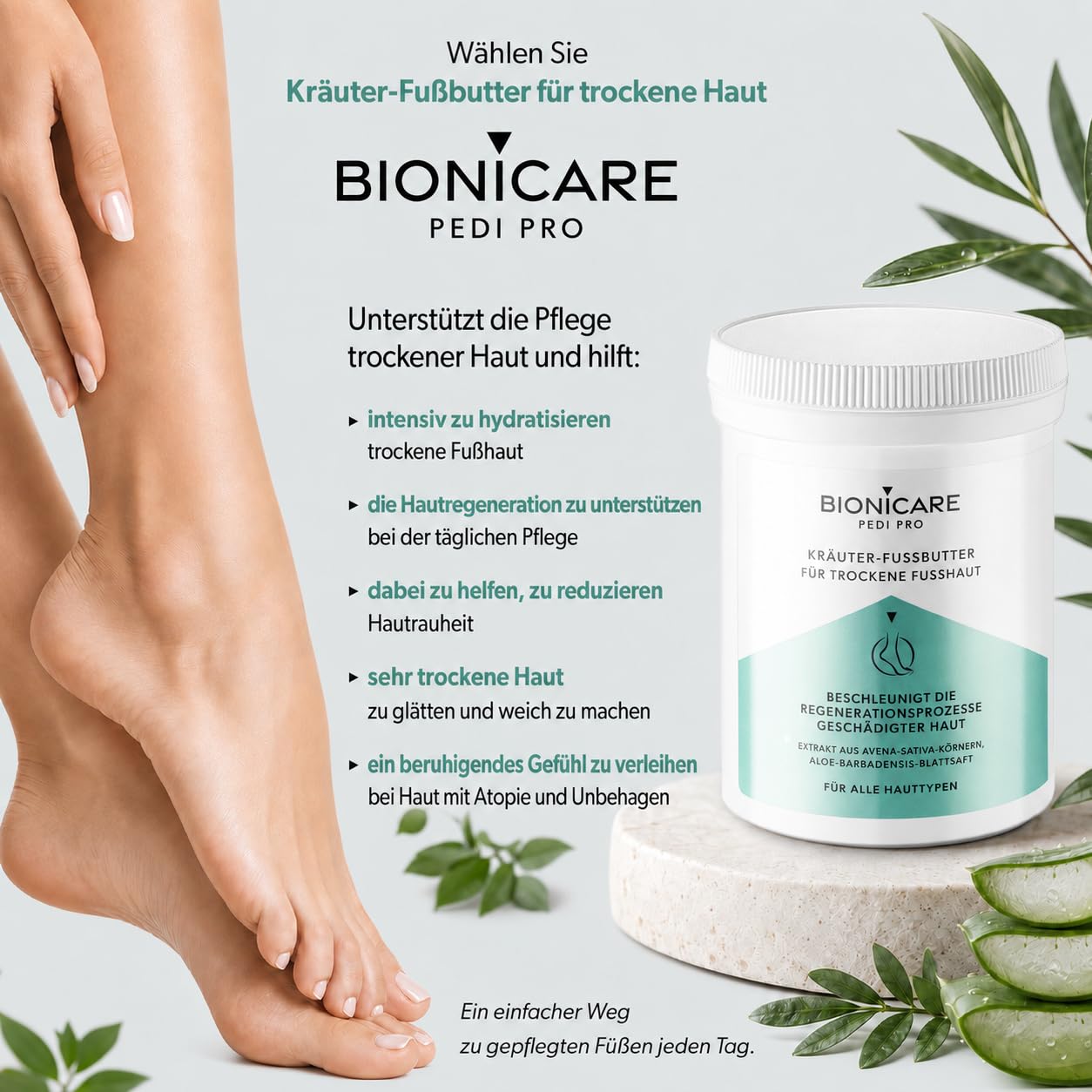 Fußcreme Für Sehr Trockene Füße, Mandelöl und Aloe, 4x200 ml