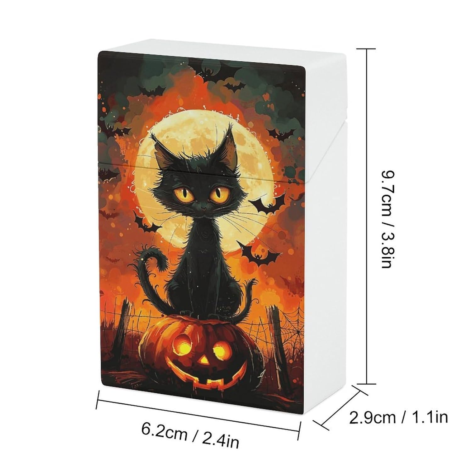 Halloween Black Cat Plastic Cigarette Case King Size for Men Women image 2