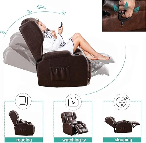 Miniatura 5 de SAMERY Silla reclinable manual sillas reclinables giratorias mecedoras para guardería silla mecedora giratoria de 360 con portavasos y bolsillos