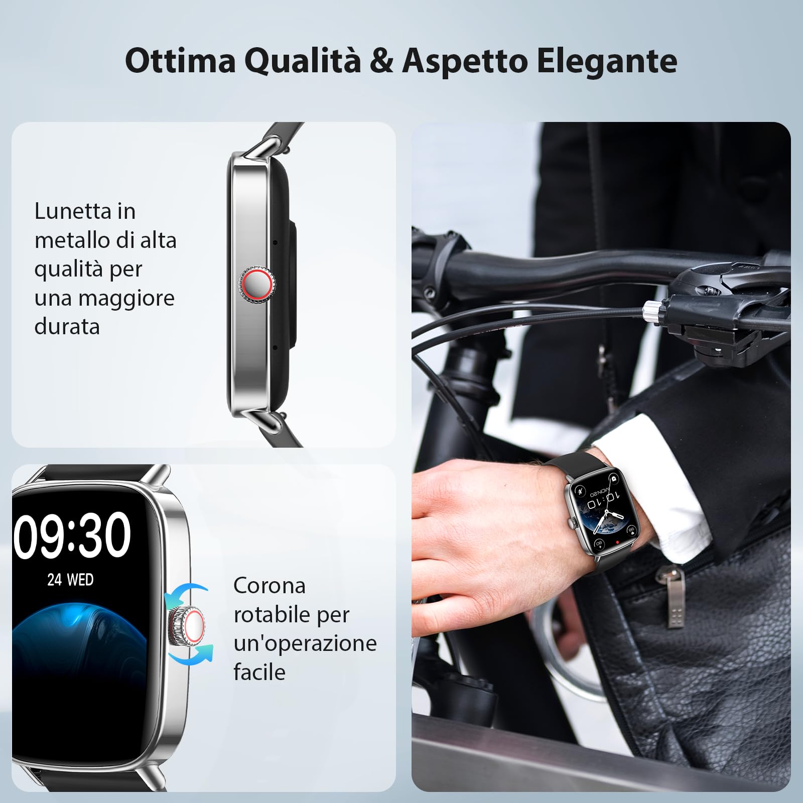 Smartwatch Uomo Donna, 1.85" Orologio Smartwatch con Chiamate e Notifiche WhatsApp, Fitness Tracker con Contapassi Sonno SpO2 Cardiofrequenzimetro, 110 Sportive, IP68 Smart Watch per Android iOS Nero