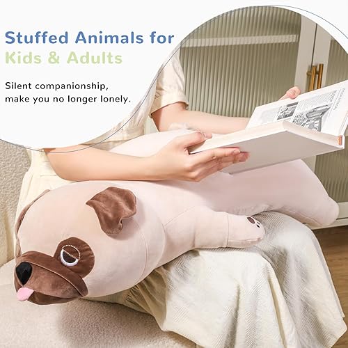 Miniatura 10 de Animales de peluche con peso de perro blanco y negro, 20 pulgadas, 3.5 libras, juguete de almohada de peluche grande y lindo para cachorros, regalos