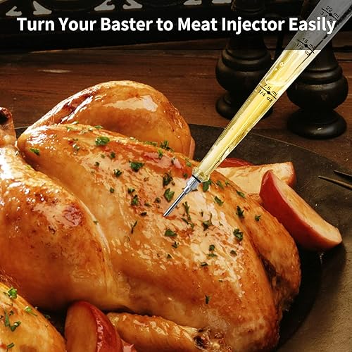 Miniatura 6 de Baster de Pavo de Grado Alimentario para Cocinar y Untar, Bombilla Redonda Desmontable, Baster para Cocinar Bueno para Carne de Aves de Corral,