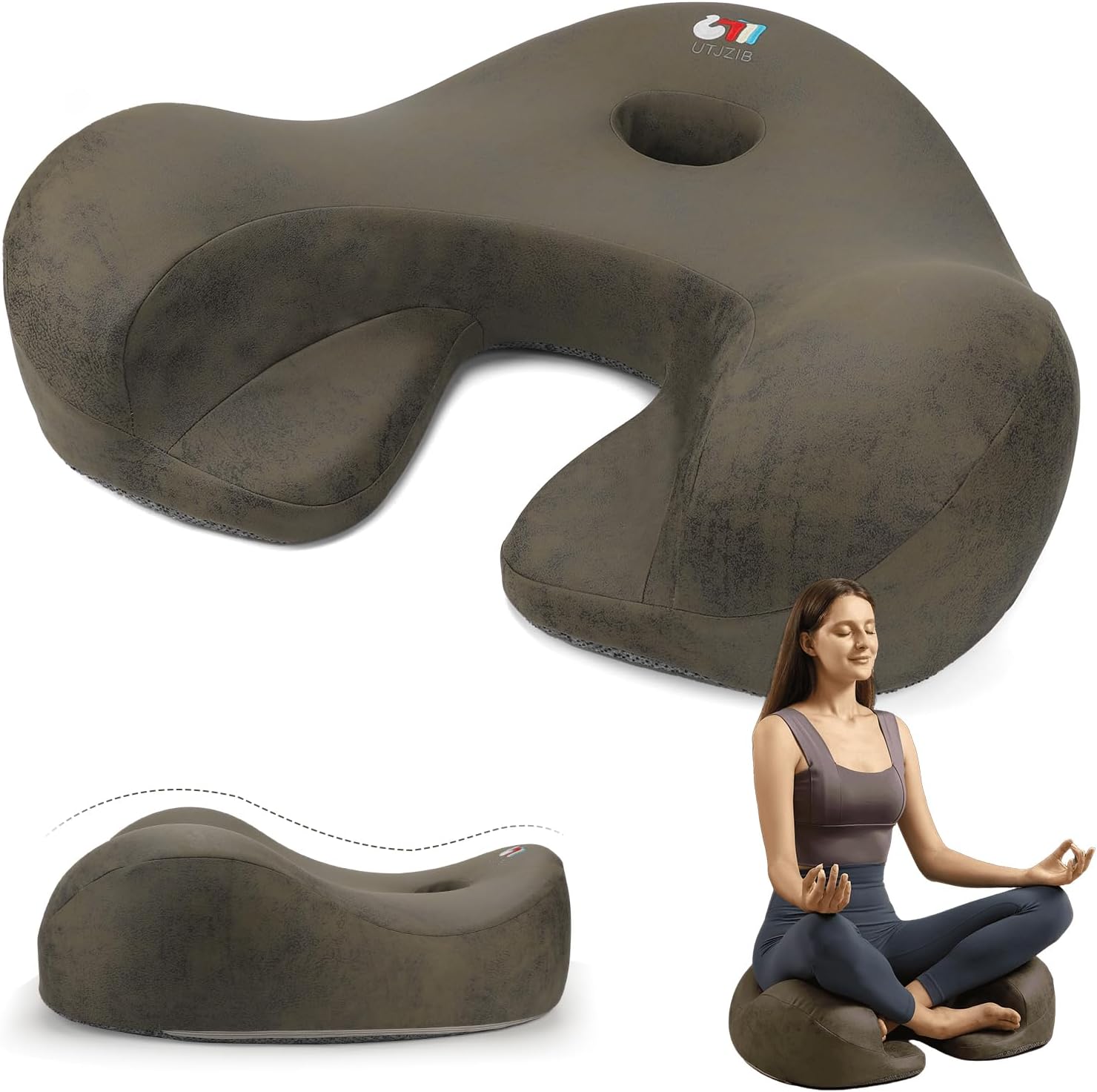 Meditation Cushion & Floor Pillow Seat - Ergonomic Comfortable Memory Foam Set Relieves Numbness Tailbone & Hip Pain from Long Sitting, idea for Reading, Yoga.