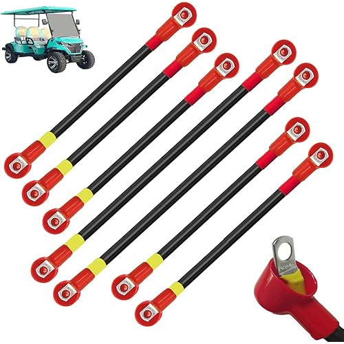 Golf Cart Battery Cables for EZGO TXT 1994-Up – 4 AWG 7PCS Pure Copper Wiring Kit for 36V/48V Carts, Heavy-Duty Battery Wires with Insulated Terminals, Heat & Corrosion Resistant