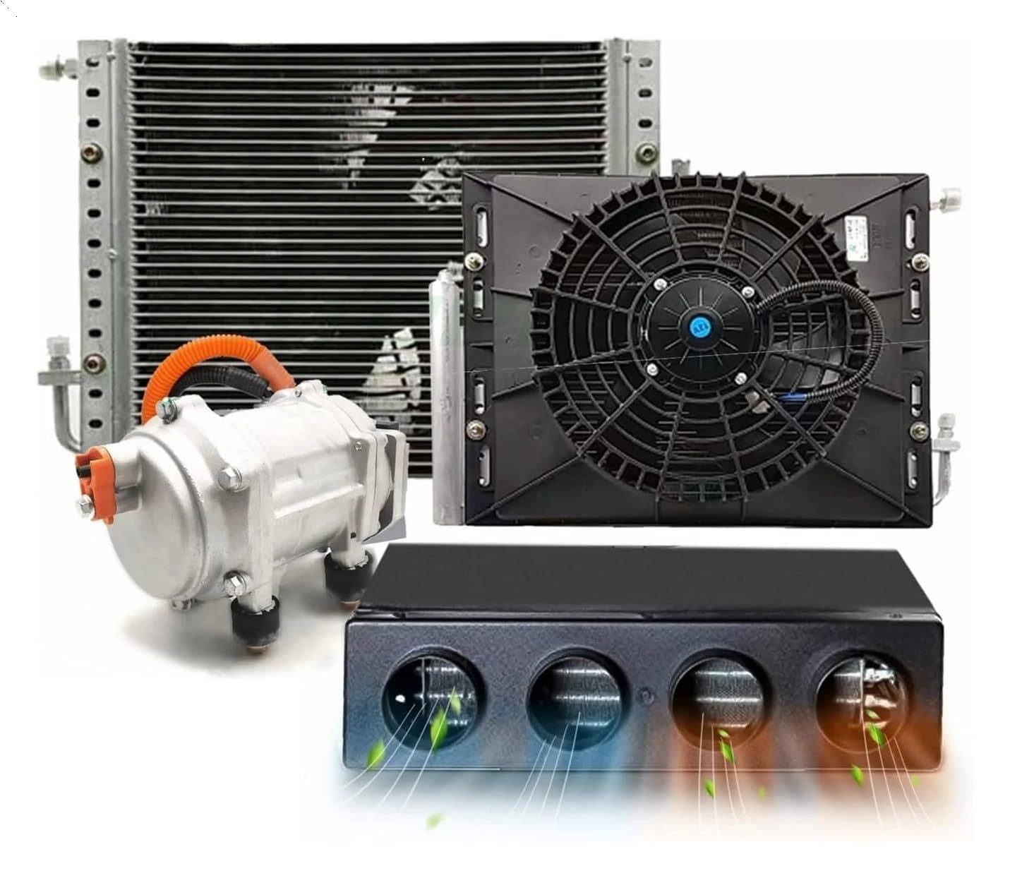 12V Auto Air Conditioning Compressor Evaporator Condenser Fan 24V Car Air Conditioner Cool Heat A/C