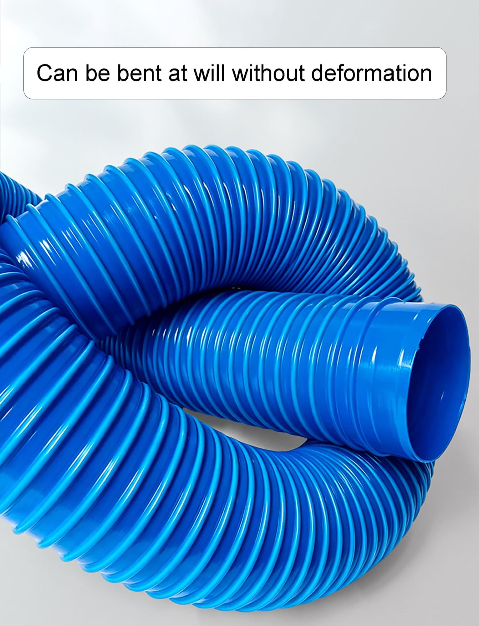 Tubo flex PVC ind. azul, espiral reforzada p/polvo, vent. & drenaje | Manguera PVC Reforzada, -40~80°C, Interior Liso con Acero Revestido, Madera, Drenaje y Residuos(ID 11cm-13.1 ft)