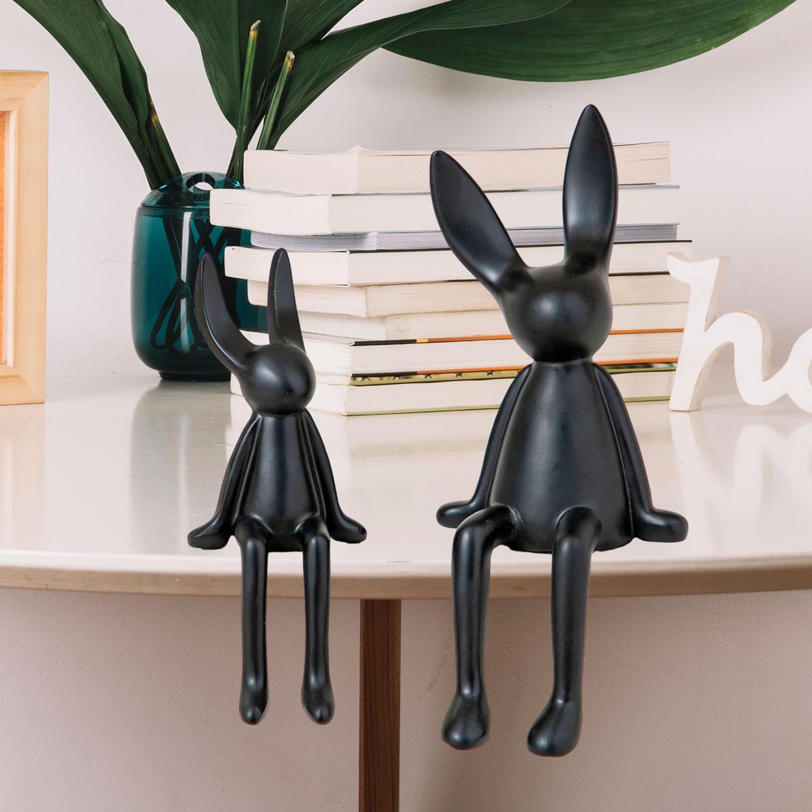 Juego de 2 Estatuillas/esculturas de de Cerámica, Modernas Y Elegantes, Ideales para La Decoración del Hogar, La Oficina, La Mesa, Negro, Individual