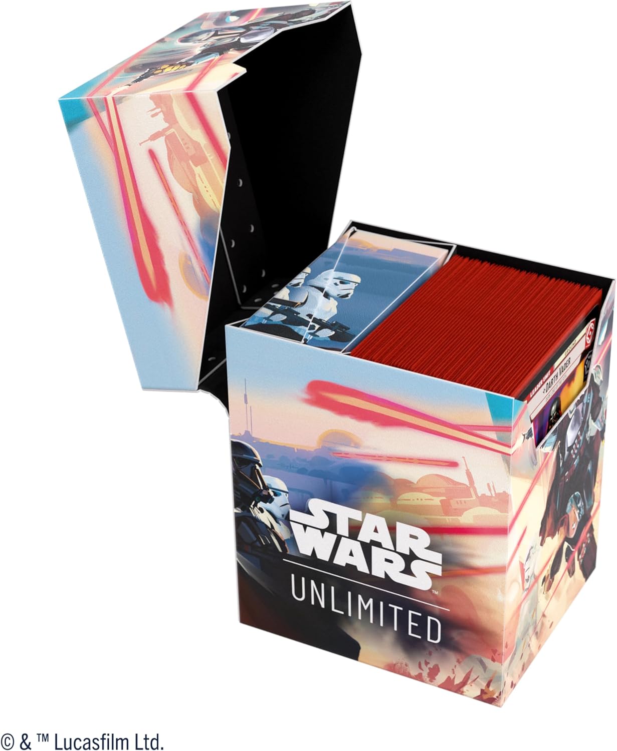 Gamegenic Star Wars Unlimited SOFT CRATE - Full-Color Printed & Officially Licensed Durable Deck Box, Holds 60 Double-Sleeved Cards, Perfect for TCGs and LCGs, Mandalorian/Moff Gideon Design, Made