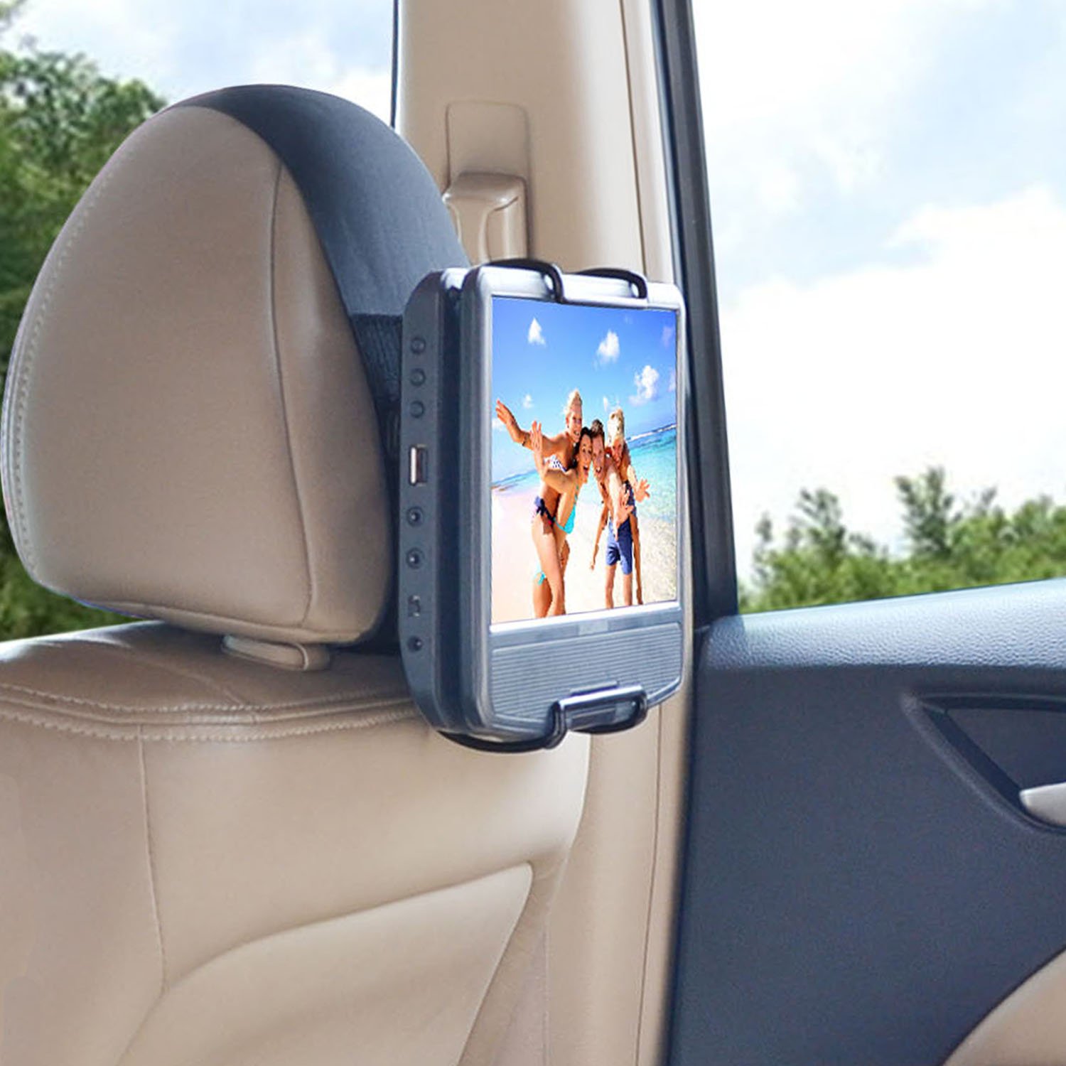 Support Appuie-tête Voiture Universel pour Lecteurs DVD Portables à écran Inclinable de 7 à 10 Pouces - 2 Pièces (n'inclut pas de lecteur DVD)