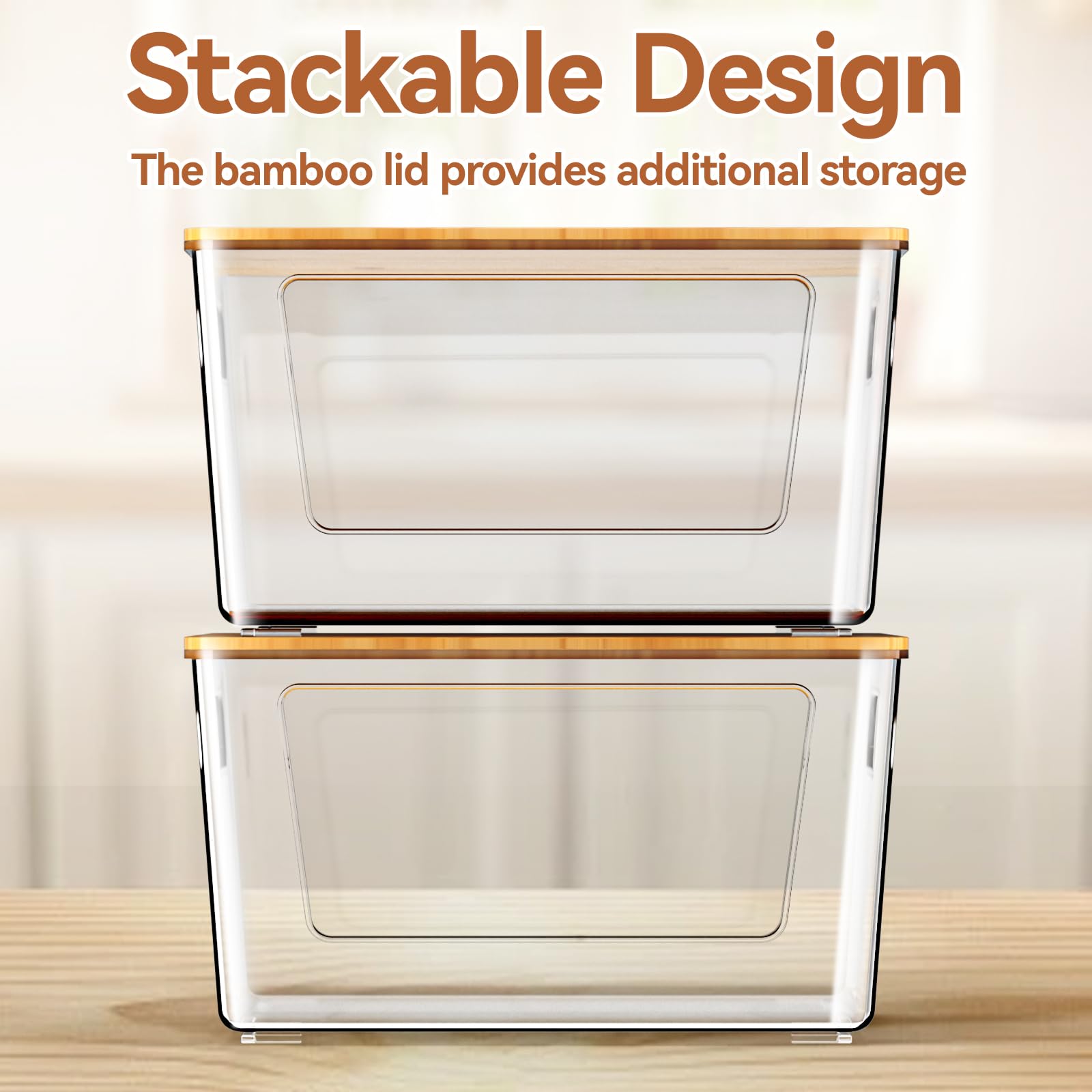spospo Paquete de 2 soportes para bolsas de basura con tapa de bambú, dispensador de bolsas de basura apilables | Soporte extra grande para bolsas de basura para cocina, lavandería, organización y almacenamiento debajo del fregadero