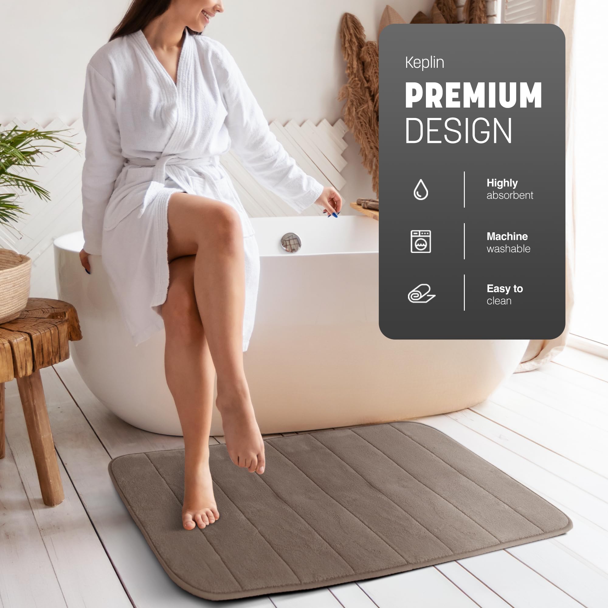 KEPLIN Memory Foam Bath Mat, Ultra-Soft, Highly Absorbent, Non-Slip, Machine Washable - Image 3