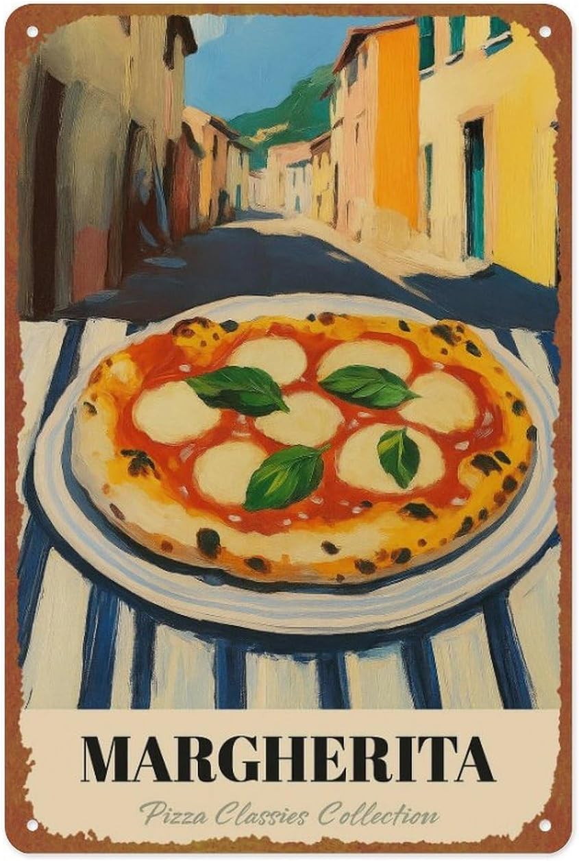 Margherita Metal Tin Sign - Food Poster Vintage Kitchen Wall Decor For Kitchens, Restaurants, Bars, And Cafes Size: 12x8 Inches