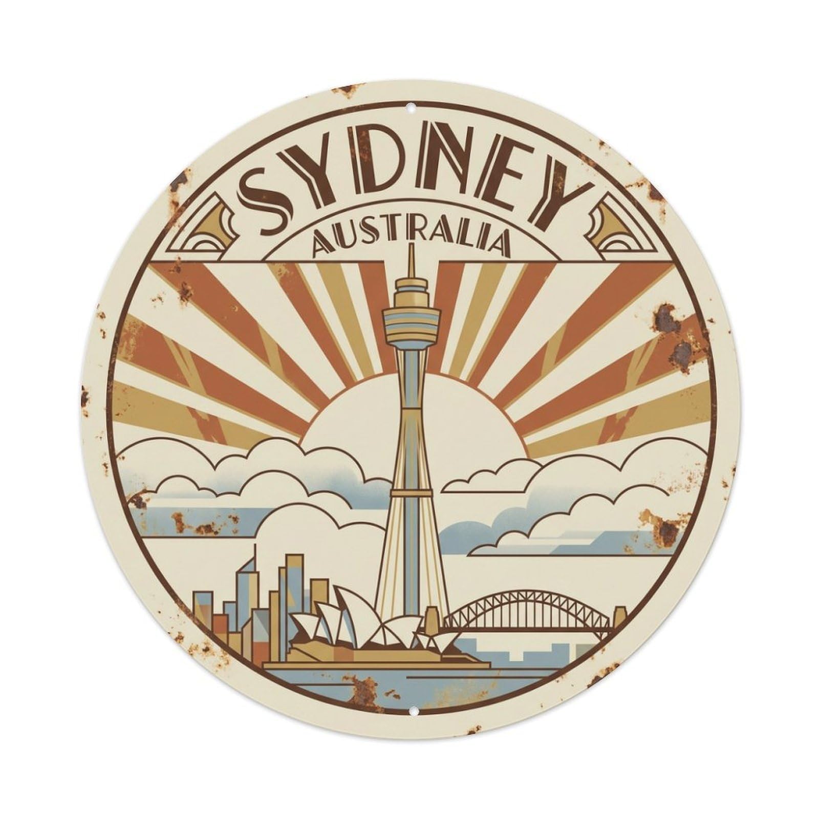 Vintage Travel Sydney Australia Nautical Metal Tin Sign