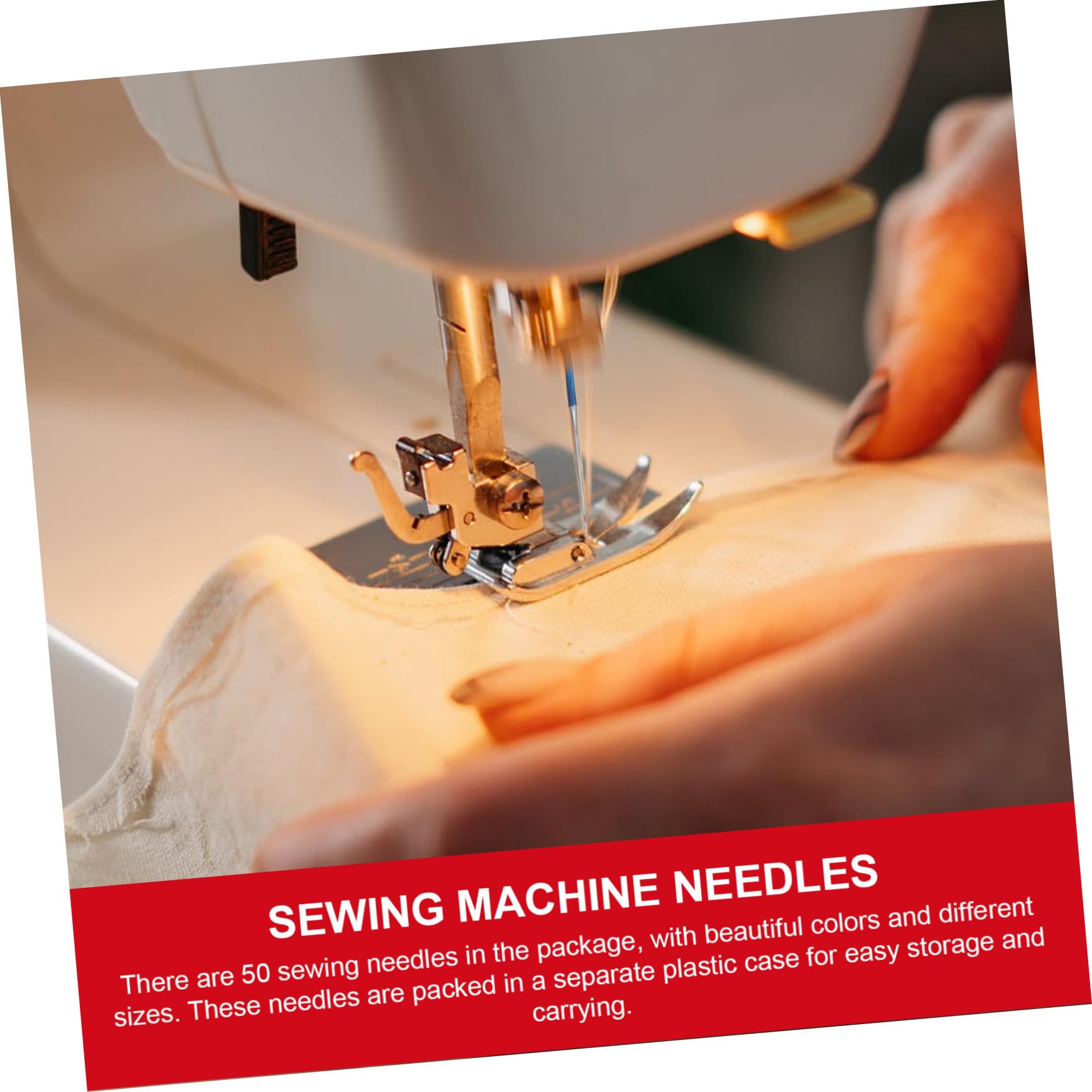 Cabilock 50 Agujas Metálicas Aplicables para Máquina de Coser, Accesorio Ligero para Costura en Hogar, Compatibles con Lienzo y Seda
