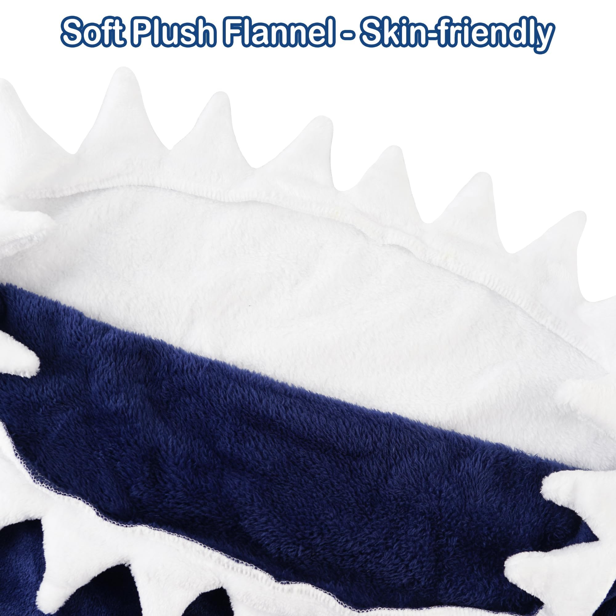 softan Kids Shark Blanket, Soft Flannel, Boys Toys, Fleece Shark Tail Blanket, Dark Blue, Warm and Soft - Image 3